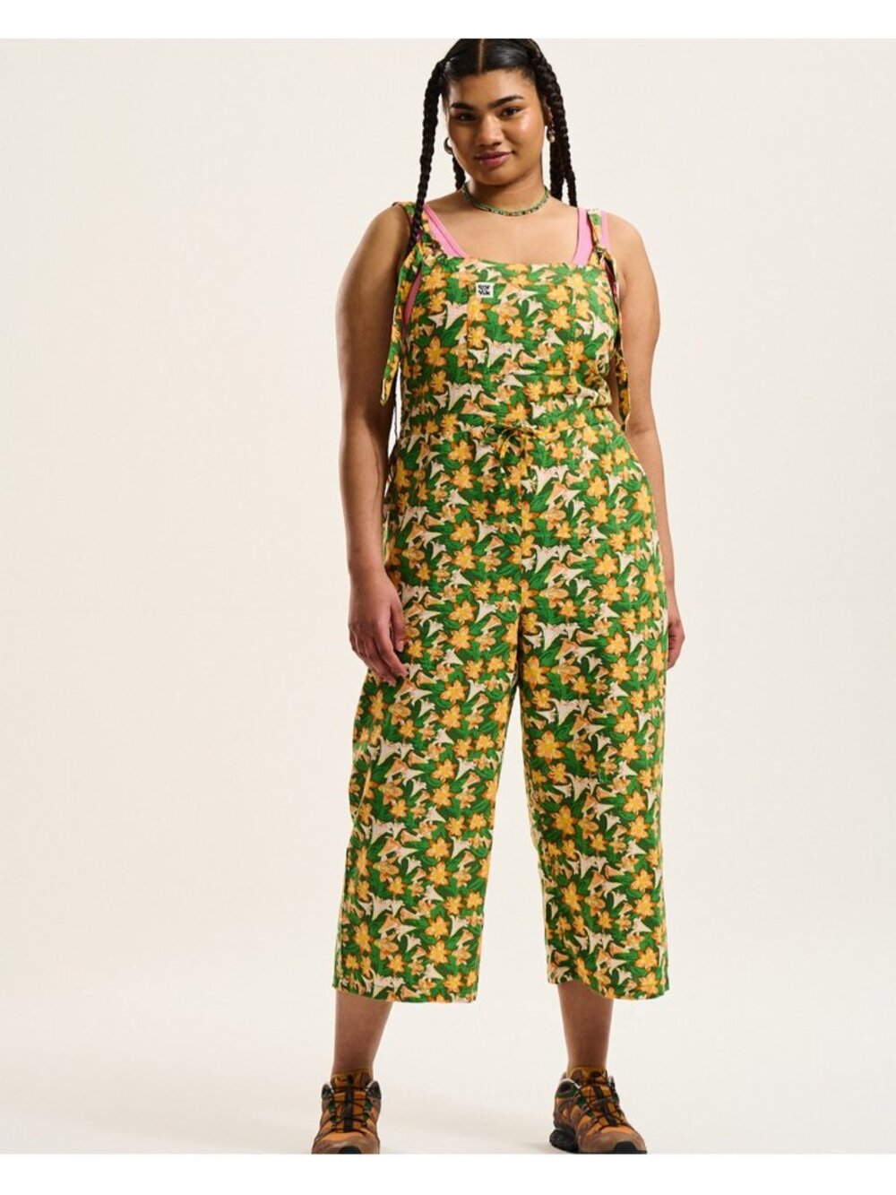 Lucy & Yak Emmy Dungarees Jumpsuit Yellow Lilies Floral Women Flowers 12L